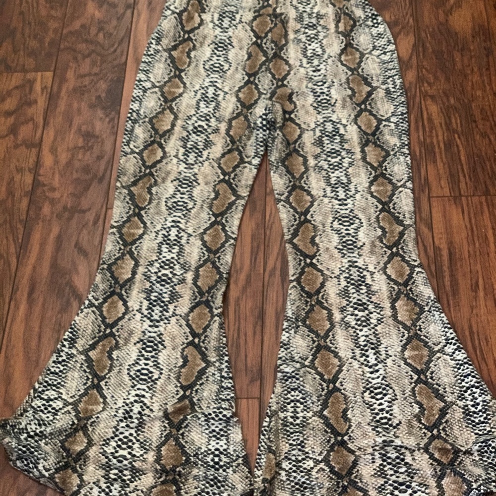 Entro Snakeskin Python Print Flare Bottom Pants - image 6